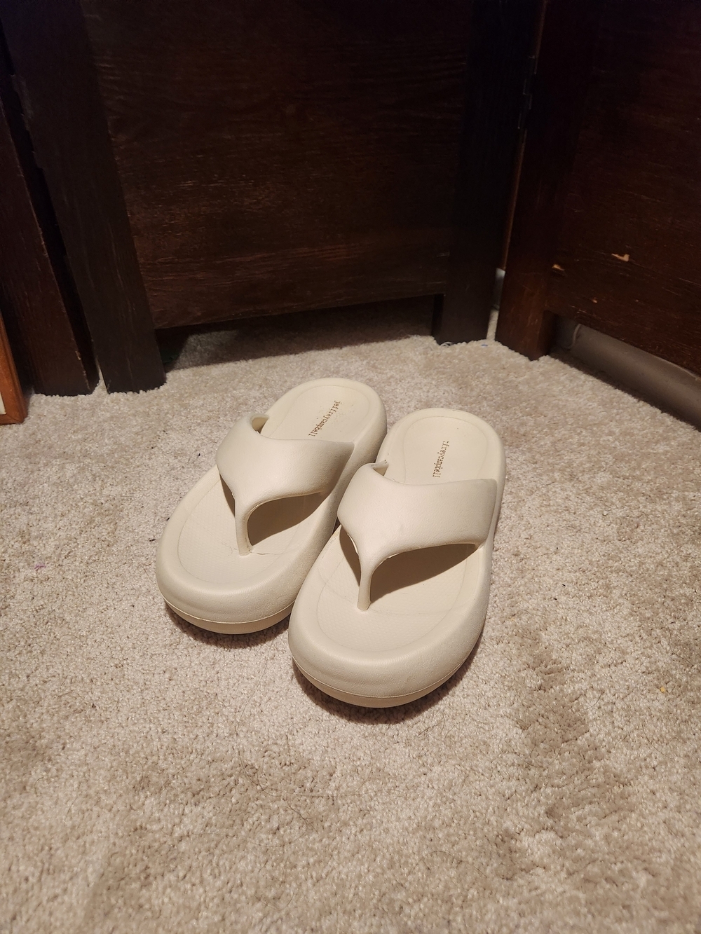 Jeffrey Campbell Cream Platform Thong Sandals